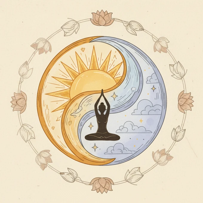 Illustrazione Hatha Yoga Luna e Sole