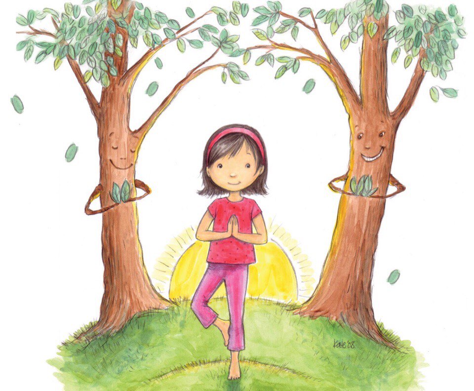 Bambina che esercita yoga bimbi